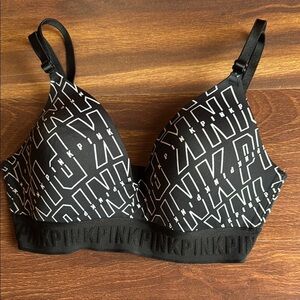 PINK Victoria's Secret Black Graphic Bra Size 32C